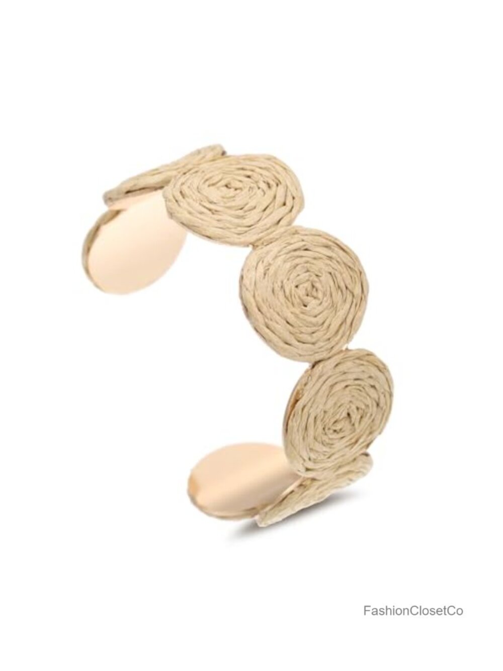 Handmade Raffia Multiple Circles Cuff Bracelet Adjustable Bangle Statement